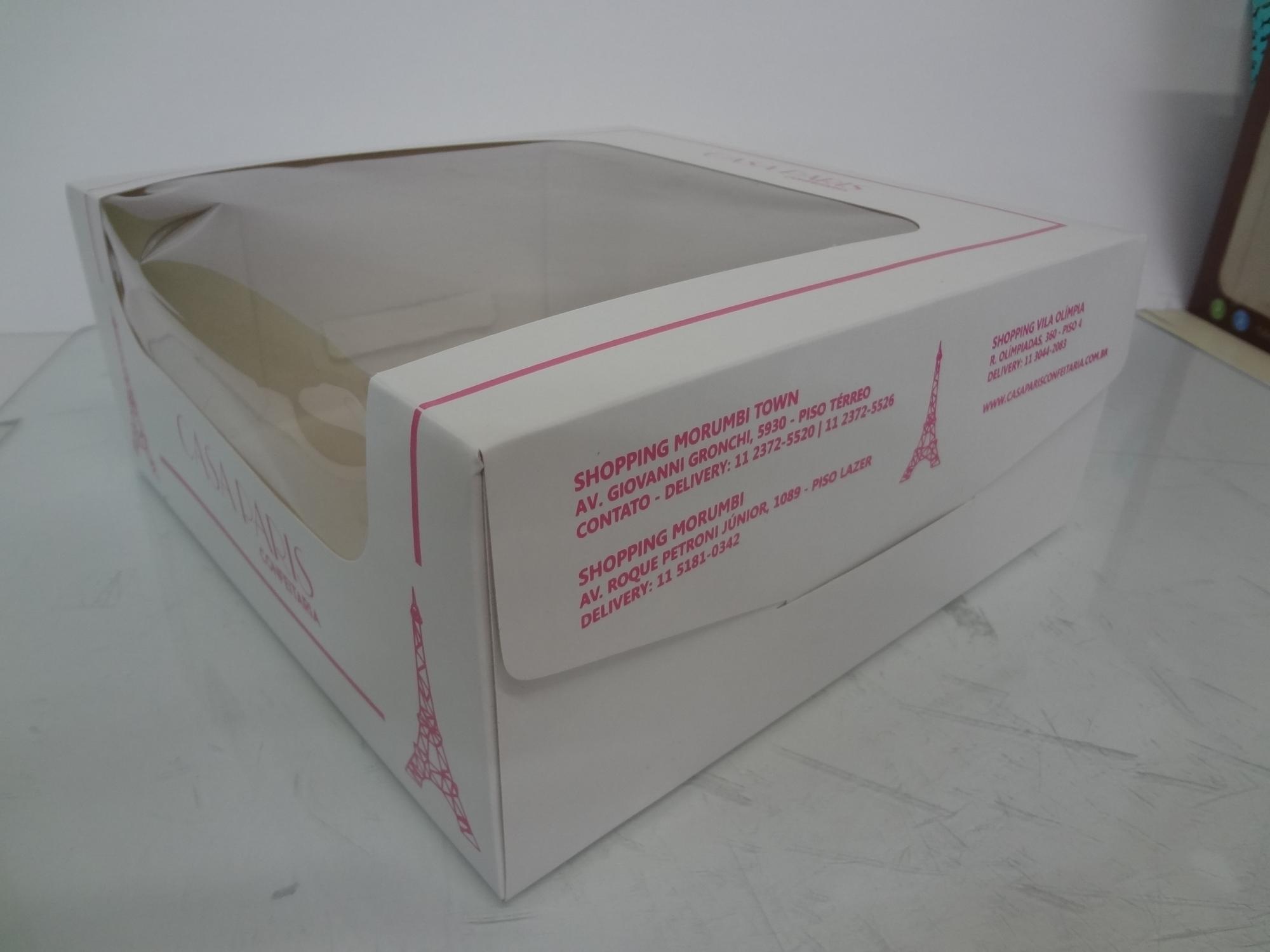 Embalagem-Caixa para mini bolo,torta com visor lateral e fechamento especial (21x21x11 cm) -FA21BL