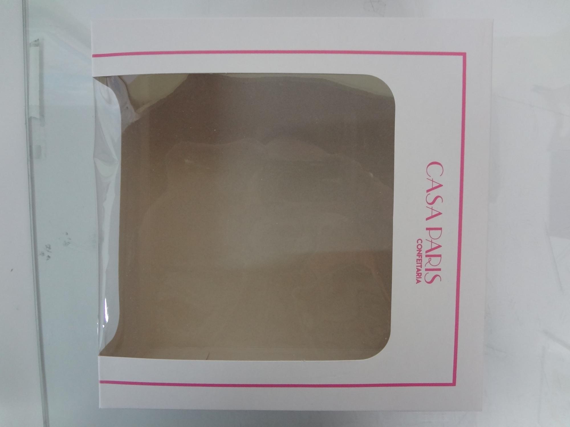 Embalagem-Caixa para mini bolo,torta com visor lateral e fechamento especial (21x21x11 cm) -FA21BL