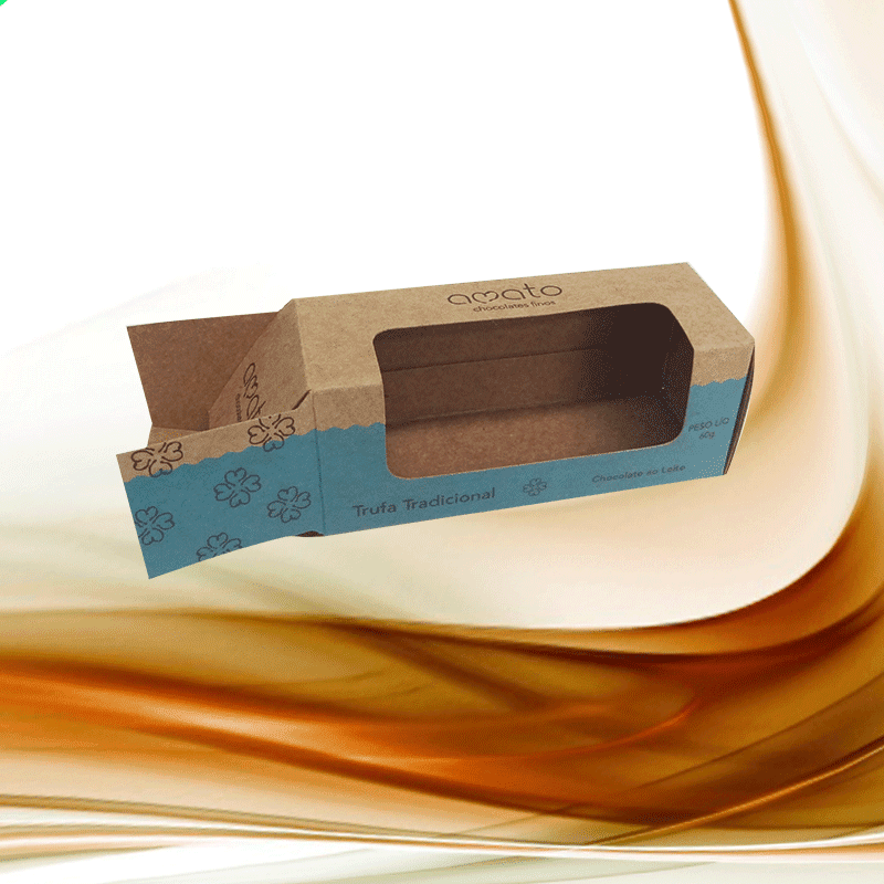 Embalagem-Caixa para  trufas, cosmesticos, com visor lateral – (4x10x4cm) FA50L